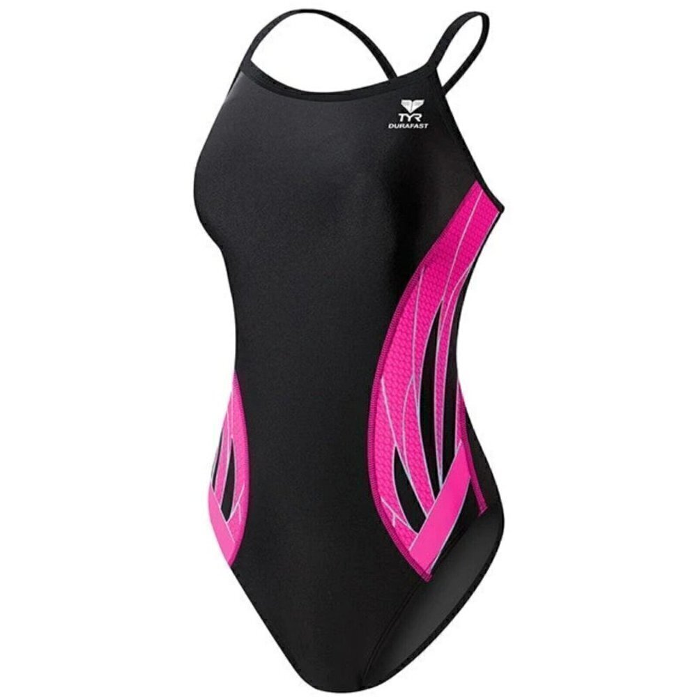 New TYR Phoenix Diamondfit Swimsuit Youth 24 7/8 Black Pink Bathing Suit